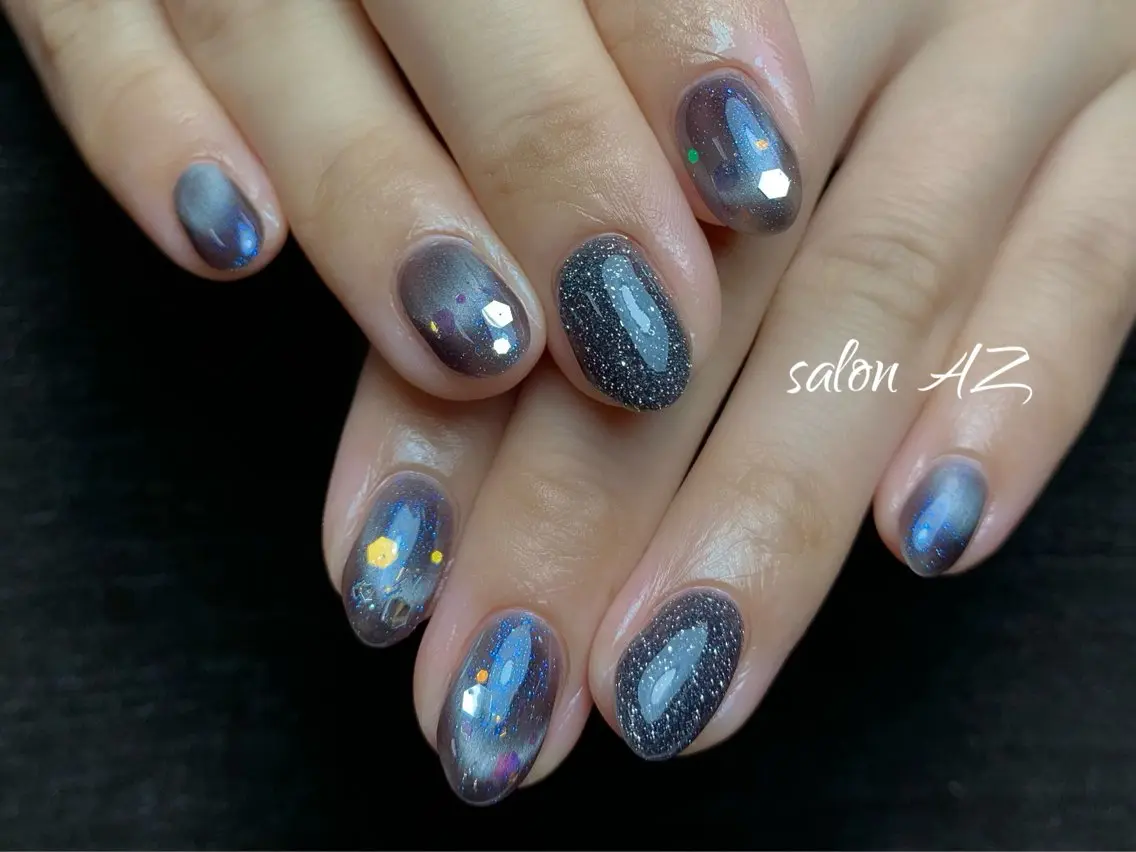 ネイル アートネイル フレンチネイル マグネットネイル ニュアンスネイル オフィスネイル ハンドネイル salon AZのネイルデザイン