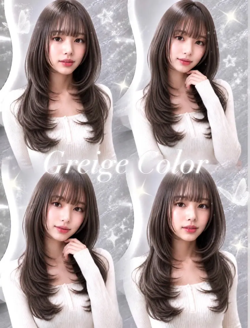 セミロング カラー ヘアアレンジ 黒髪 ブルーカラー ブルーブラック 透明感カラー グレージュ ヘアカラー 🖤kana韓国ヘア 艶髪カラー特化🖤のヘアスタイル