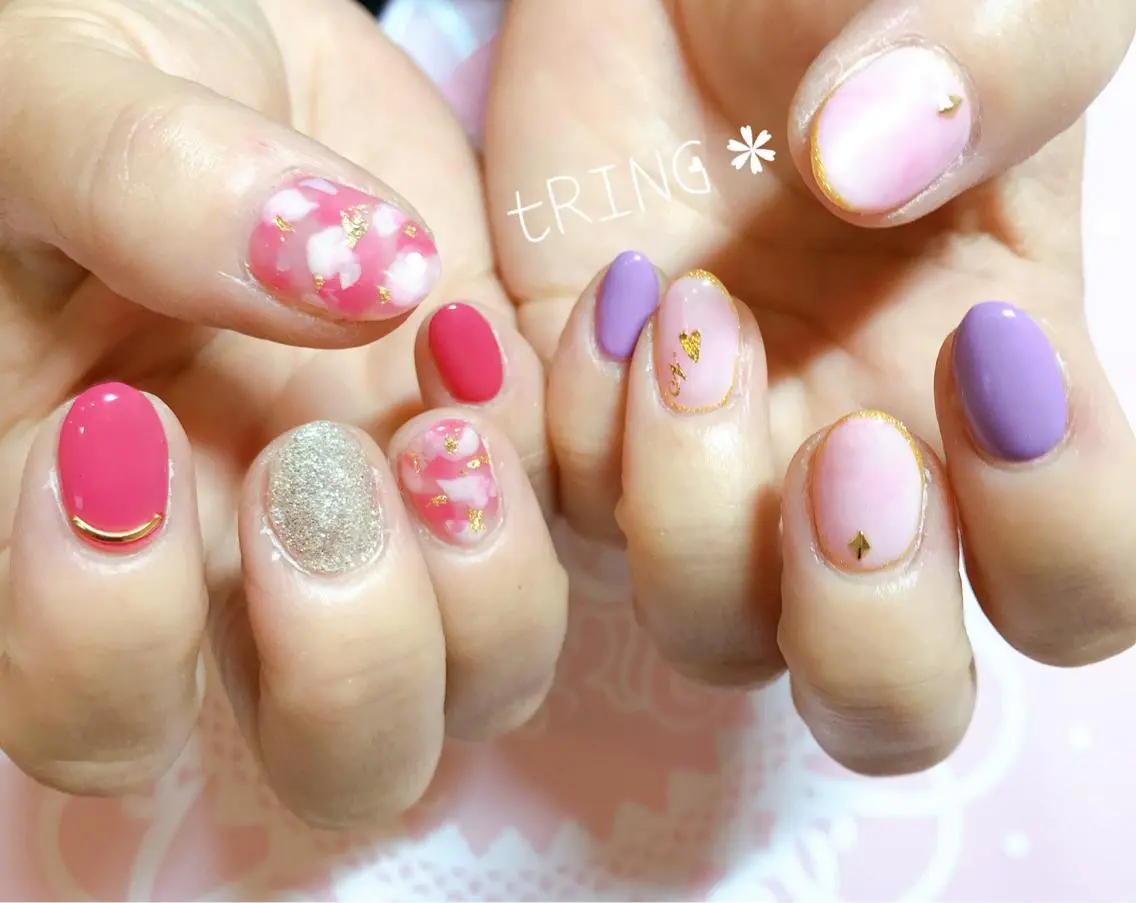 ネイル アートネイル 持ち込み ハンドネイル tRING＊ しいの木台のネイルデザイン