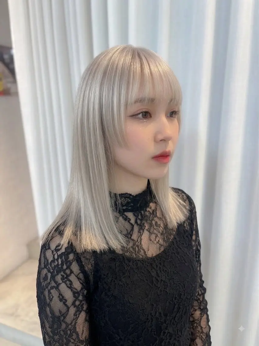 ミディアム カラー ベージュカラー ハイトーンカラー ホワイトベージュ ヘアカラー BOXmico. 南堀江 宇都宮のヘアスタイル