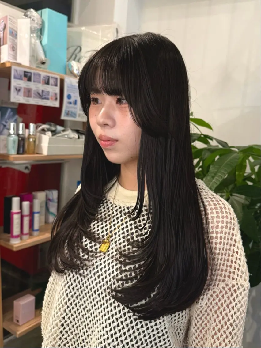 セミロング ボブ ハッシュカット レイヤーカット 小顔カット 堀江/レイヤーカット /ハッシュカットのヘアスタイル