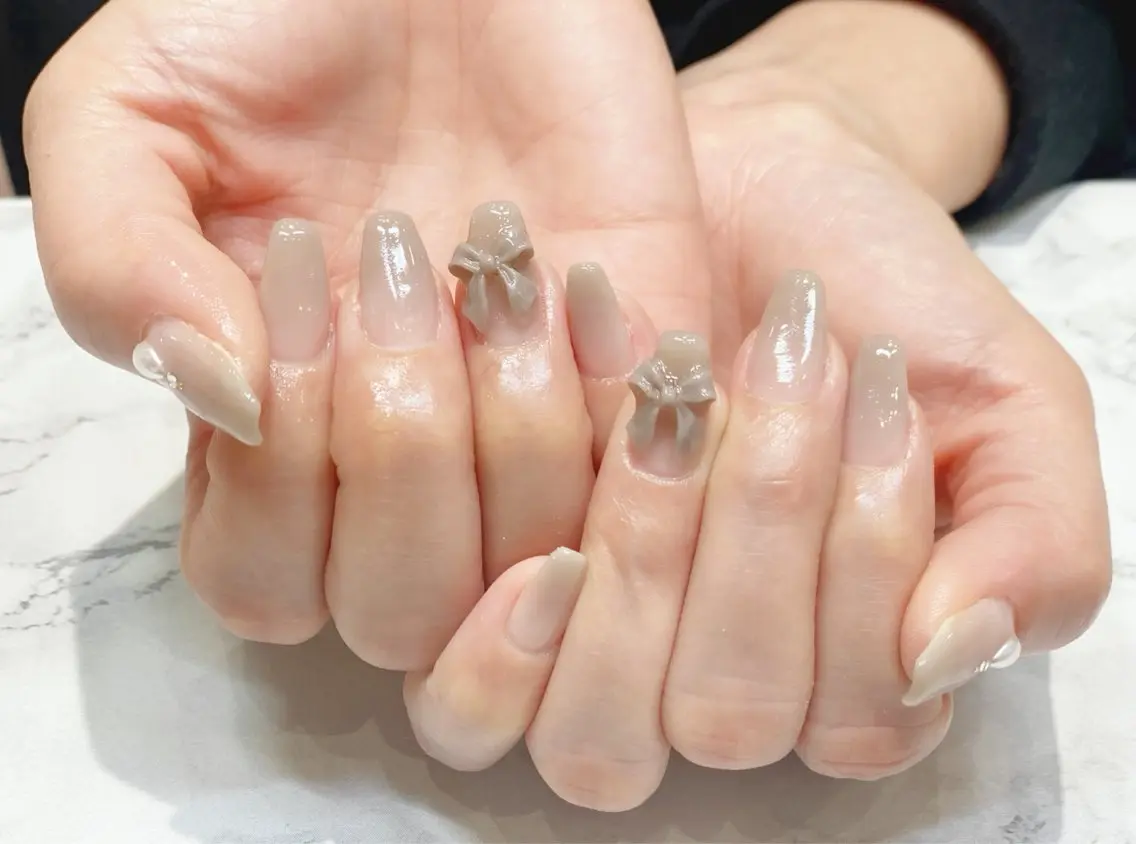 ネイル リボン ハンドネイル ネイルサロン nail_upのネイルデザイン