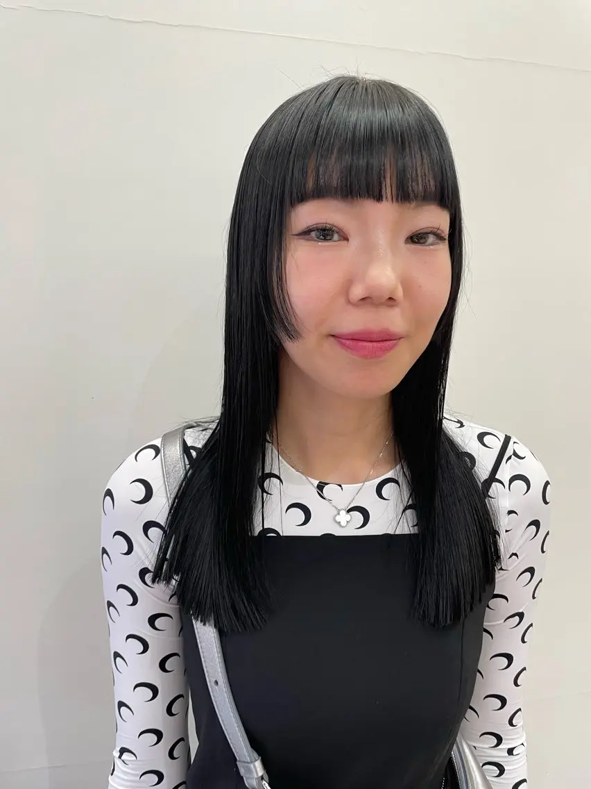 ミディアム カラー パーマ ヘアアレンジ メンズ 黒髪 ブルーカラー ブルーブラック tatsumi/ボブ ウルフ/レイヤーのヘアスタイル