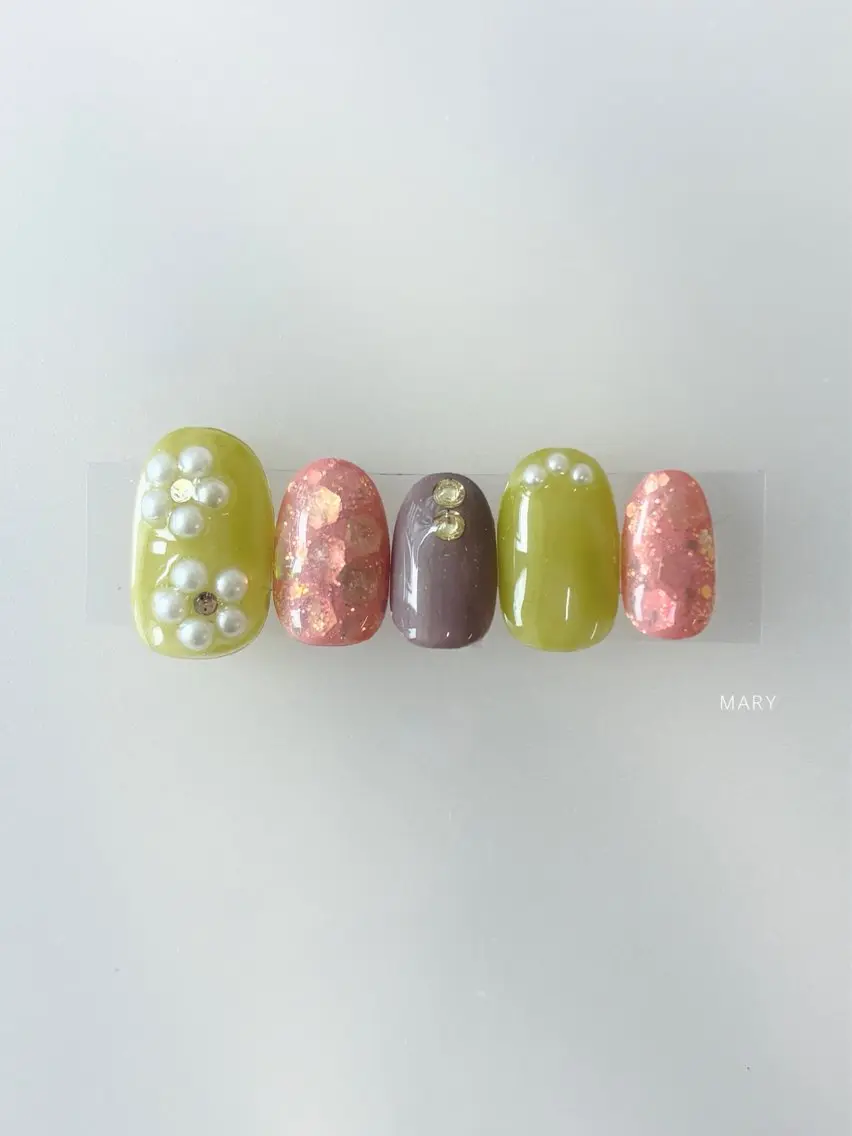 ネイル フラワーネイル ワンカラーネイル ハンドネイル Mary nail .narumiのネイルデザイン
