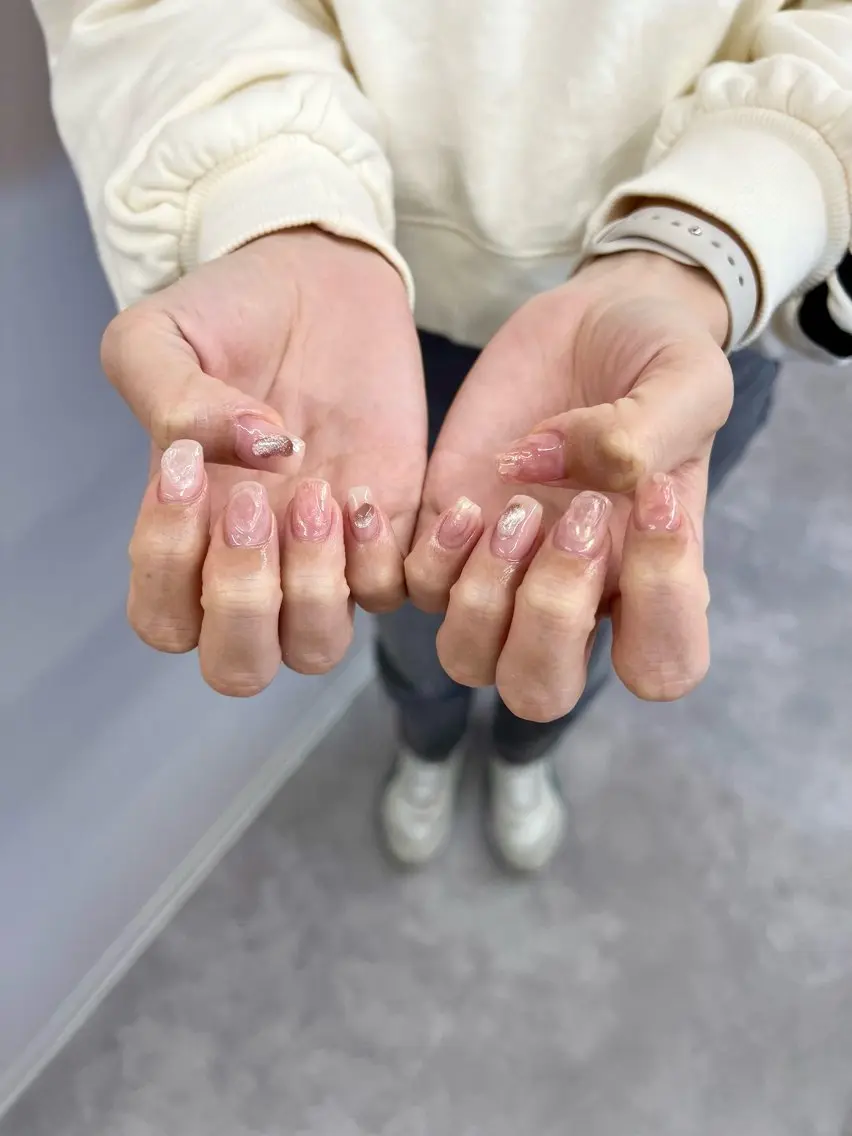 ネイル オーロラネイル ジェルネイル ミラーネイル ニュアンスネイル パラジェル Bana_ Nailのネイルデザイン