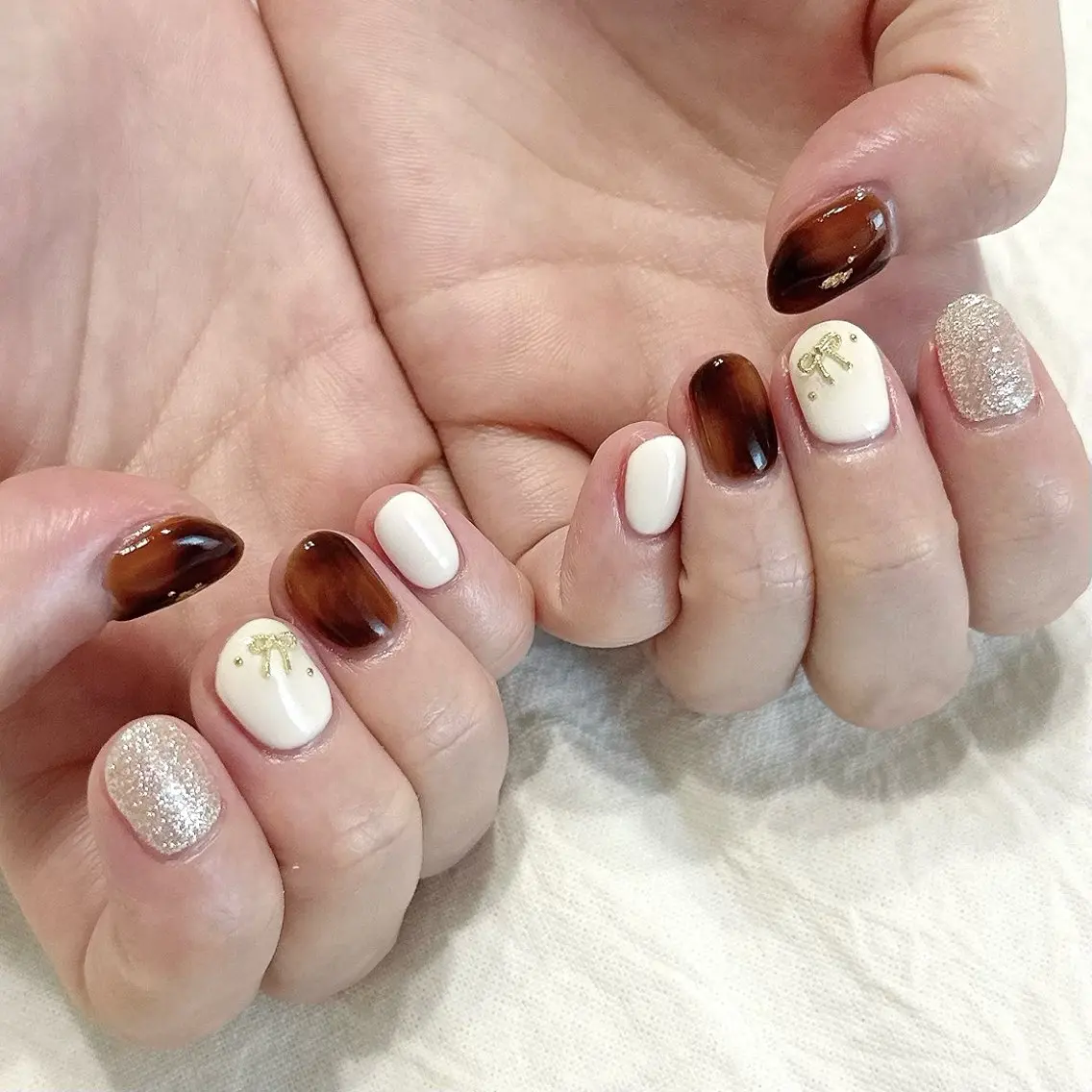 ネイル ガーリー リボン ハンドネイル peaberry nailのネイルデザイン