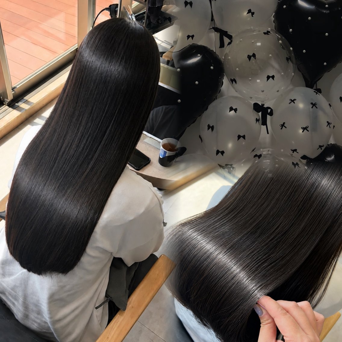 ロング カラー 顔まわりレイヤー 顔周りカット 髪質改善 レイヤーカット トリートメント Asumi🫧トリー トメント持続No1のヘアスタイル