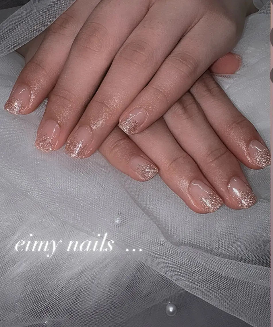 ネイル グラデーション ラメ(グリッター) ラメグラデーション オフィスネイル ピンク ハンドネイル eimy nails♡のネイルデザイン