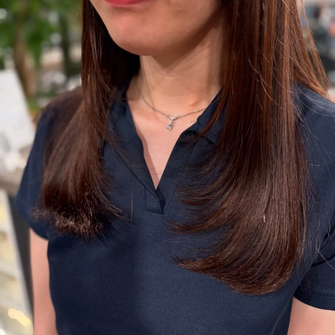 セミロング 顔まわりレイヤー レイヤーカット ink Runaのヘアスタイル