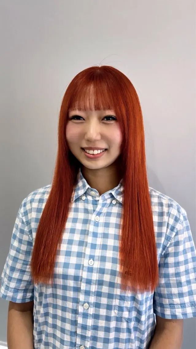 ロング カラー オレンジ Miyuu 『藤沢』のヘアスタイル