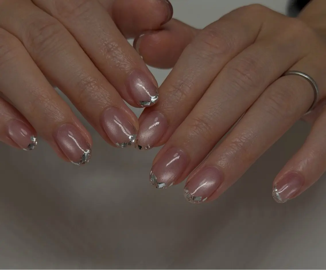 ネイル フレンチネイル ガラスフレンチ ハンドネイル nail salon Linoのネイルデザイン