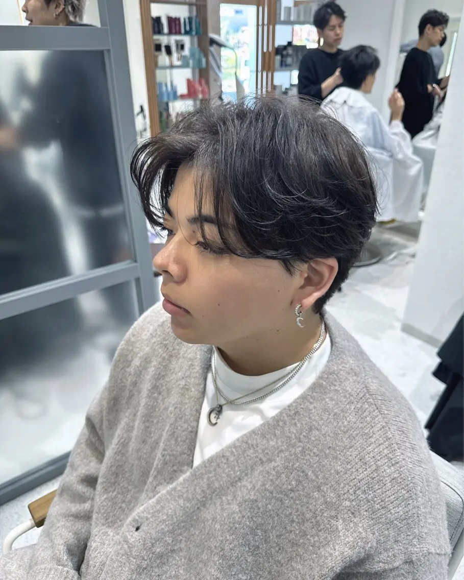 ミディアム ミディアムパーマ 池田 健汰のヘアスタイル
