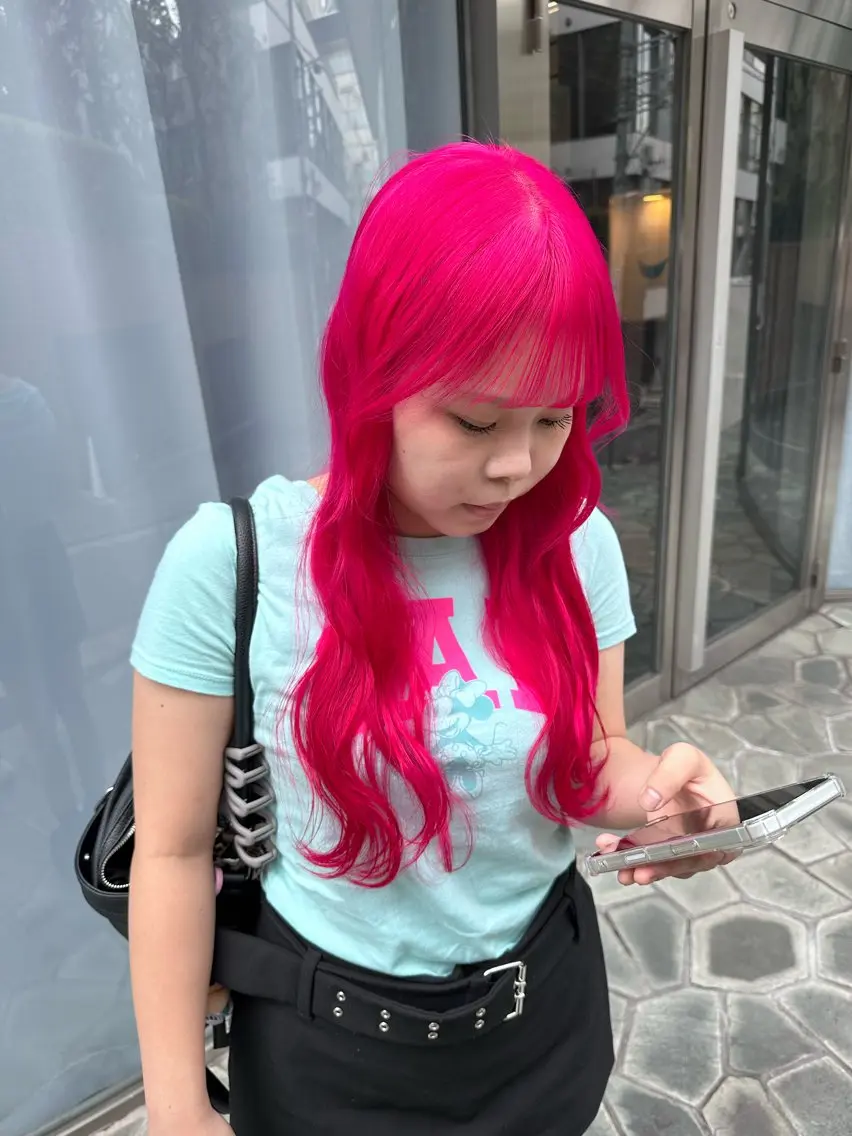 ロング カラー ハイトーンカラー ピンクカラー ヘアカラー トリートメント 💋ハイトーンデザイ ンヘア💋A'nyuのヘアスタイル