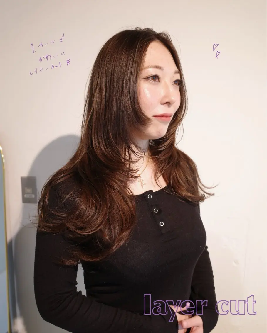 ロング レイヤーカット カット 安藤 結花のヘアスタイル