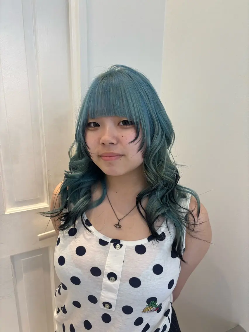 ロング カラー ブルーカラー デザインカラー ダブルカラー ラベンダーカラー エクステ ヘアカラー レイヤー sala 推しカラー職人🎀のヘアスタイル