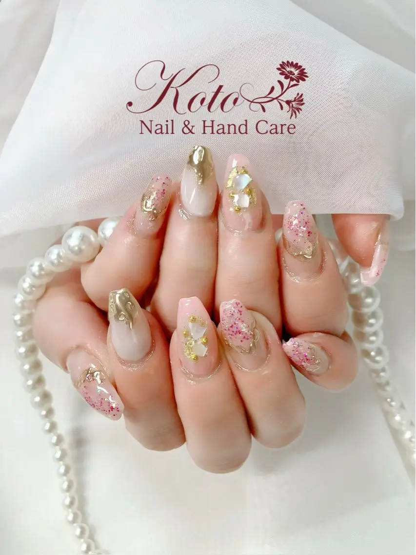 ネイル 長さ出し ジェルネイル 持ち込み ニュアンスネイル 赤色 ハンドネイル Nail Salon KOTOのネイルデザイン