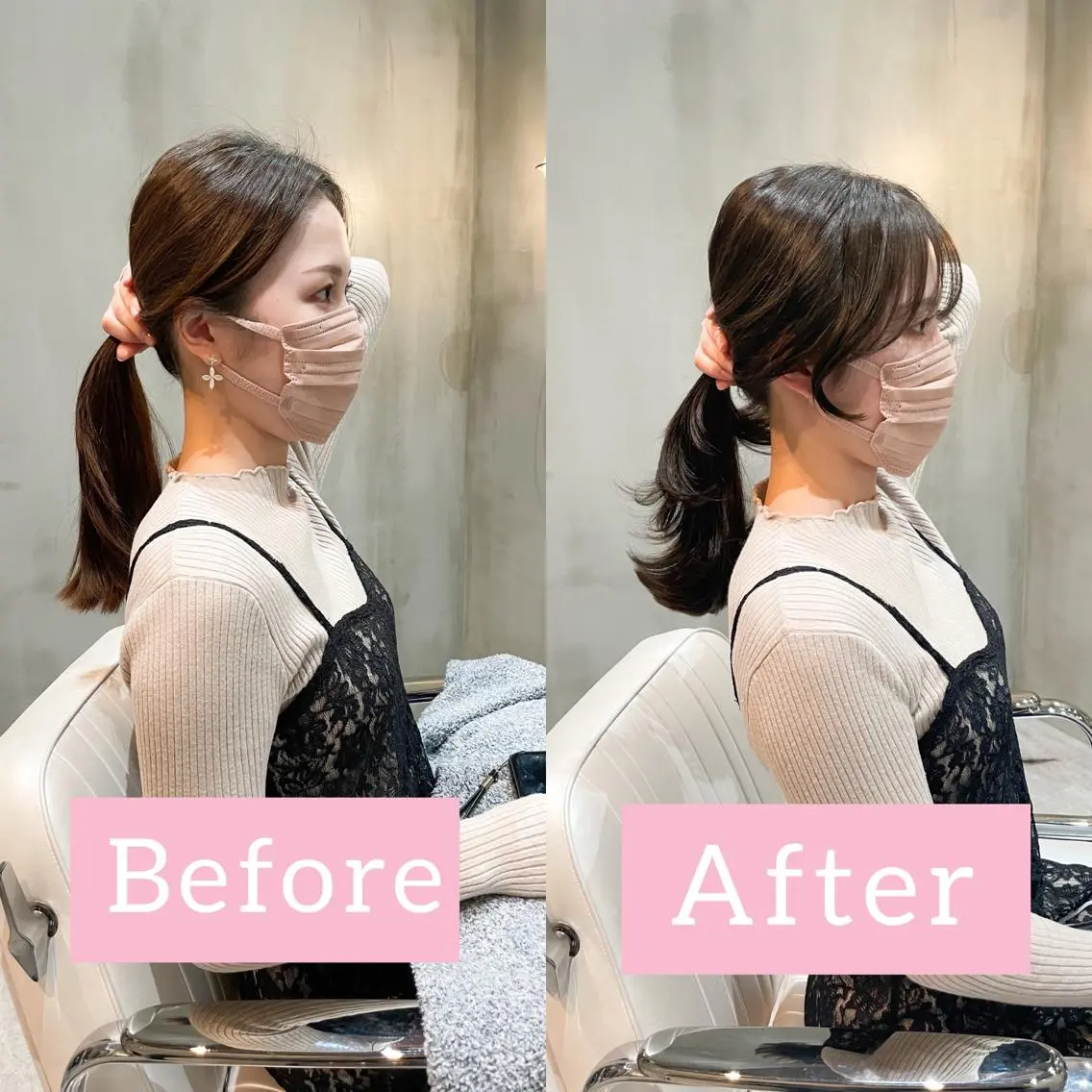 ミディアム 顔周りカット 韓国風ヘア LOMA🇰🇷 銀座クボタのヘアスタイル
