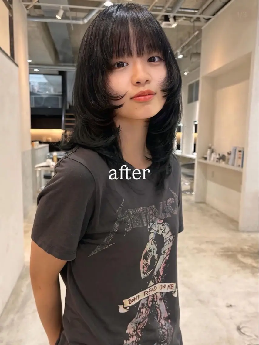 セミロング カラー 落ちる黒/ 黒染め剥がしYUYAのヘアスタイル