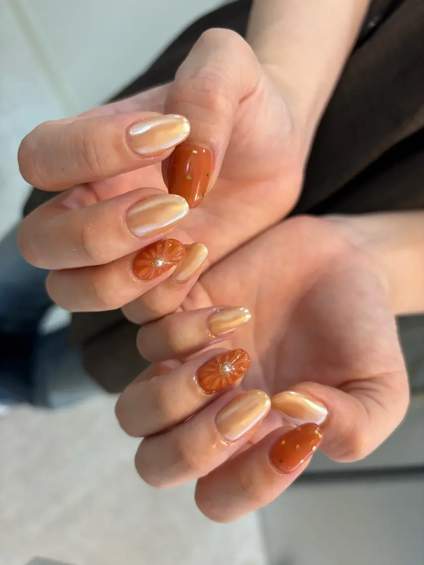 ネイル ハンドネイル Mai :矢場町 ニュアンス🌿アートのネイルデザイン