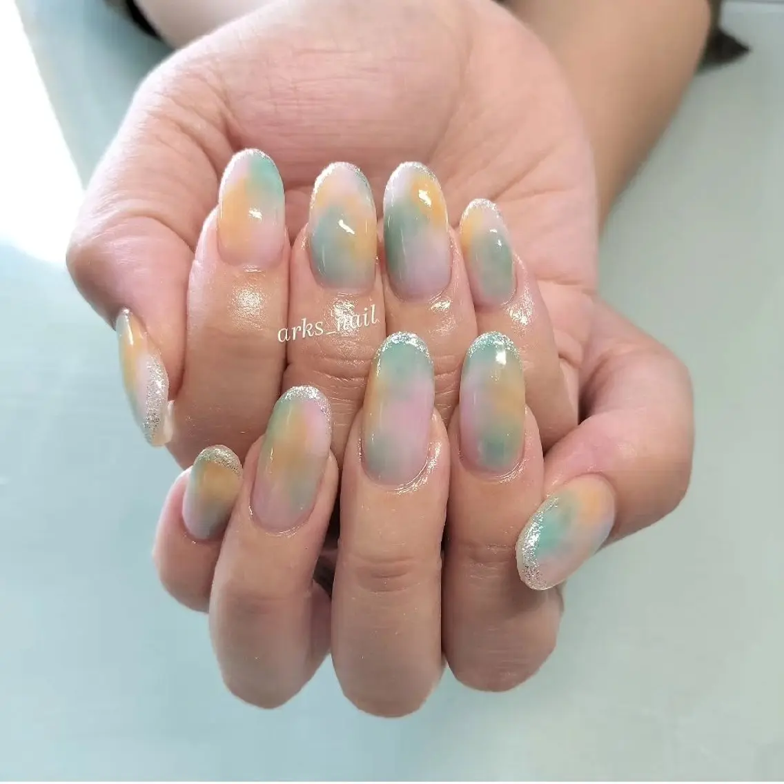 ネイル 長さ出し ハンドネイル arks nailのネイルデザイン
