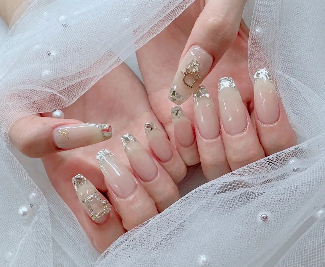 ガラスフレンチネイル💎✨ベースカラー1色🫧の写真