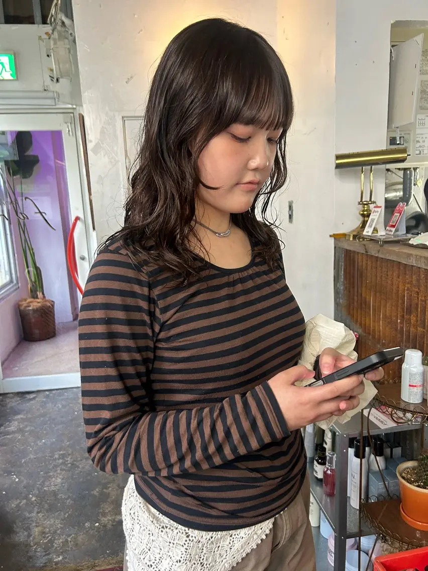 セミロング パーマ セミロングパーマ レイヤーカット カット パーマ maho/垢抜け カラーパーマメイクのヘアスタイル