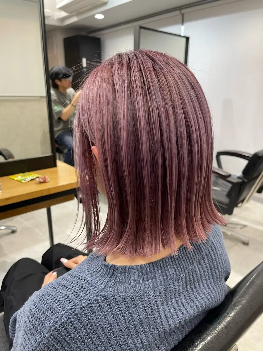ミディアム カラー ブリーチ ダブルカラー ピンクカラー バイオレットカラー ヘアカラー 松井那津子 /ハイライトブリーチのヘアスタイル