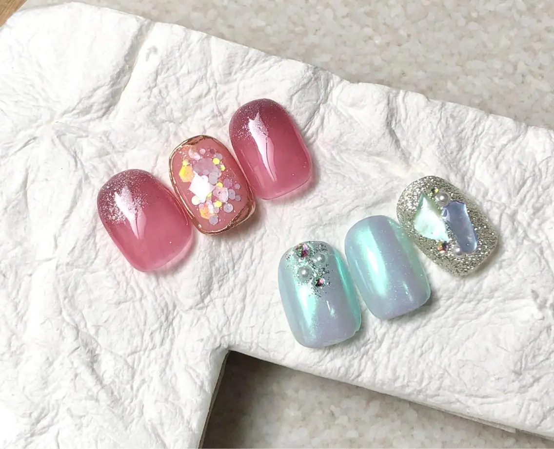 ネイル 長さ出し ジェルネイル 韓国ネイル マグネットネイル ミラーネイル ハンドネイル Nail&eye Belire 新宿のネイルデザイン