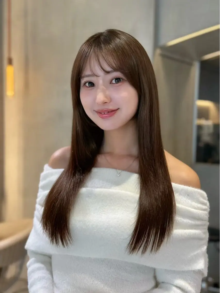 ロング カラー 透明感カラー🫧縮毛 矯正／ゆめかのヘアスタイル