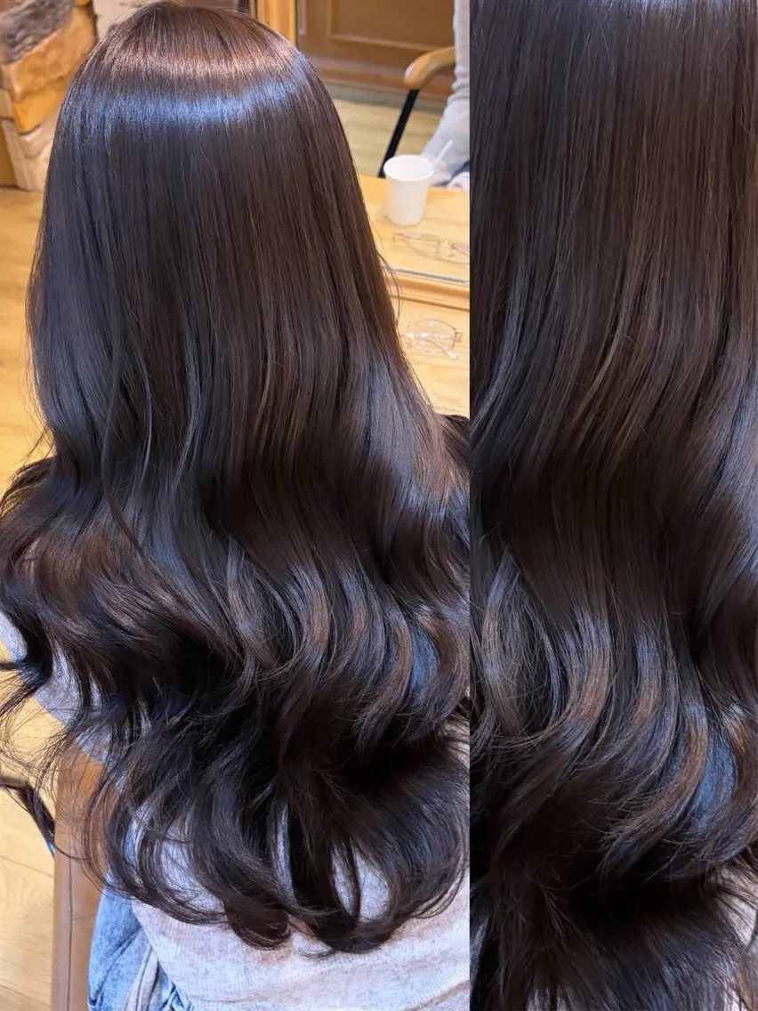 ロング カラー ヘアカラー トリートメント 👑髪質改善Wカラー 👑アユカのヘアスタイル