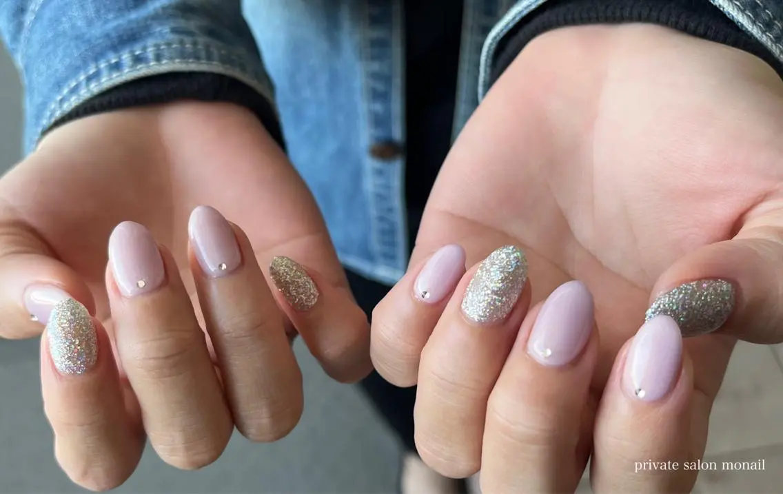 ネイル ラメ(グリッター) ワンカラーネイル ハンドネイル nail salon monailのネイルデザイン
