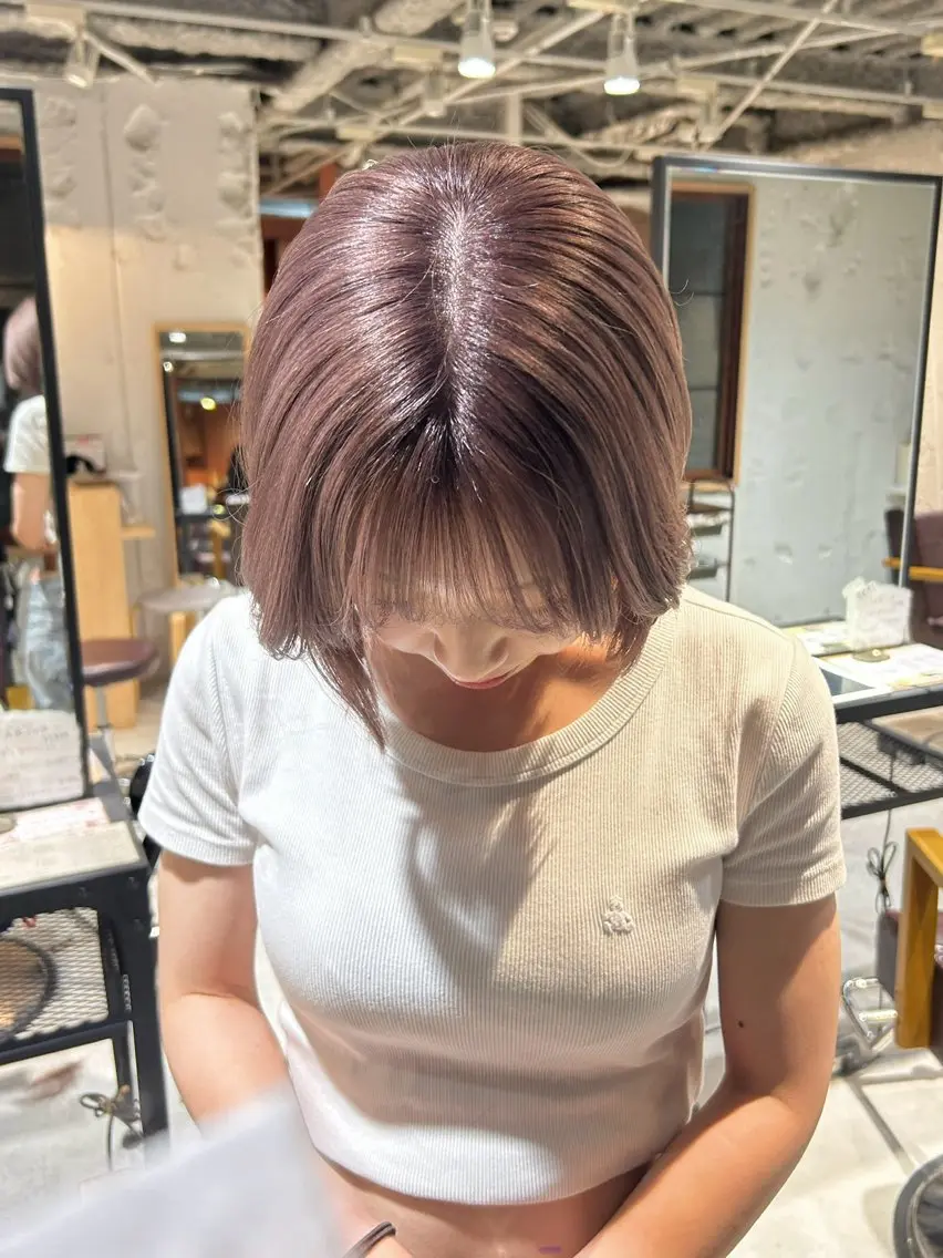 ショート ピンクラベンダー カットモデル募集中 🪐✩ 大久保 那奈のヘアスタイル