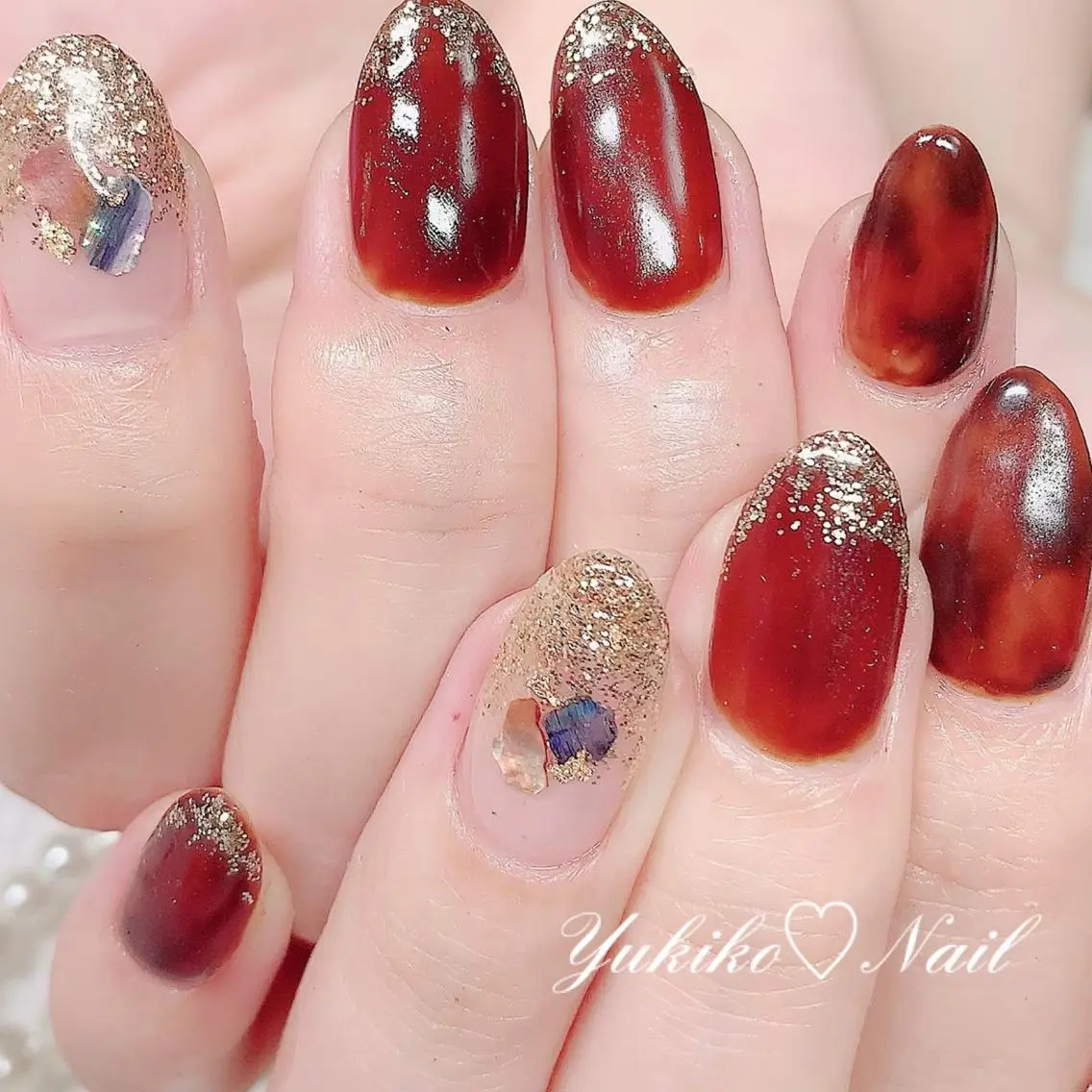 ネイル ラメ(グリッター) 持ち込み ニュアンスネイル ユキコ ネイルのネイルデザイン