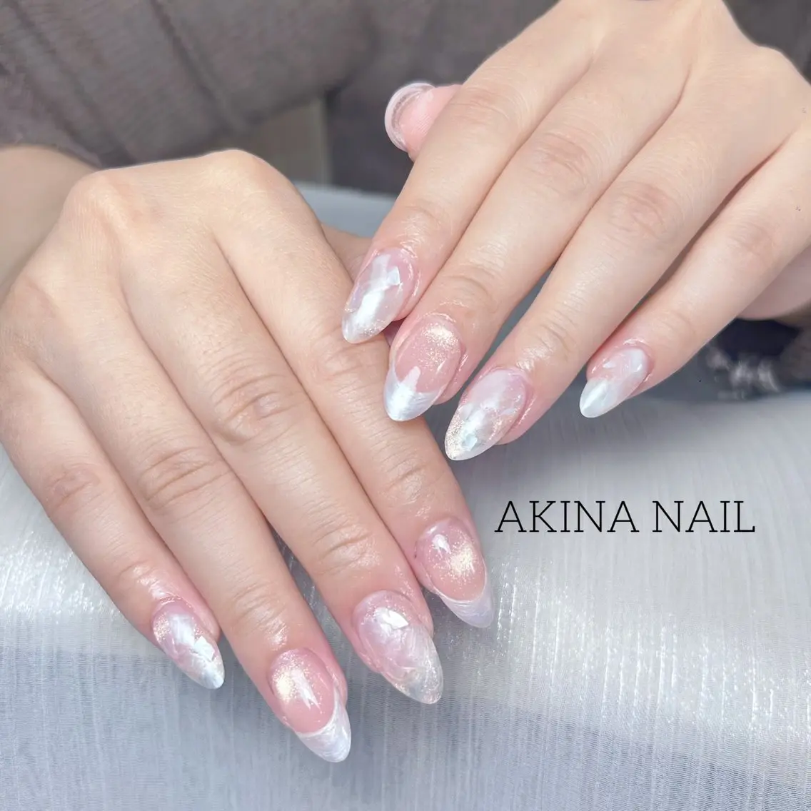セミロング 韓国風ヘア ハンドネイル Akina Nail 亀戸のネイルデザイン