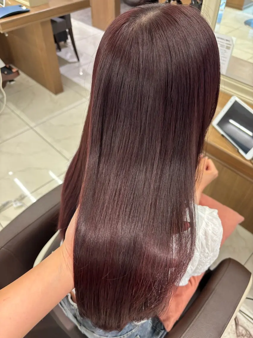 セミロング カラー ラベンダーカラー ラベンダーピンク ピンクカラー 長妻莉央/縮毛矯正 髪質改善カラーのヘアスタイル