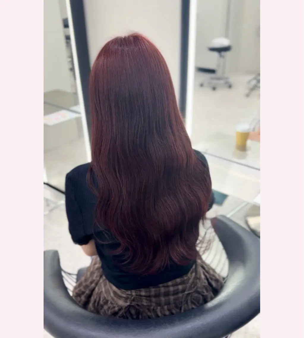 カラー ボルドーカラー ヘアカラー トリートメント 透明感カラー/アレン ジ/misaki🎀のヘアスタイル