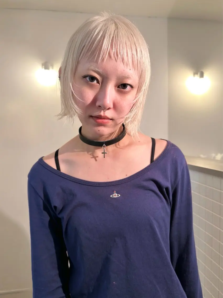 ショート カラー ブロンド ホワイトブロンド レイヤーカット シャギー カット ヘアカラー トリートメント Kaito🐶 /デザイン/レイヤーのヘアスタイル