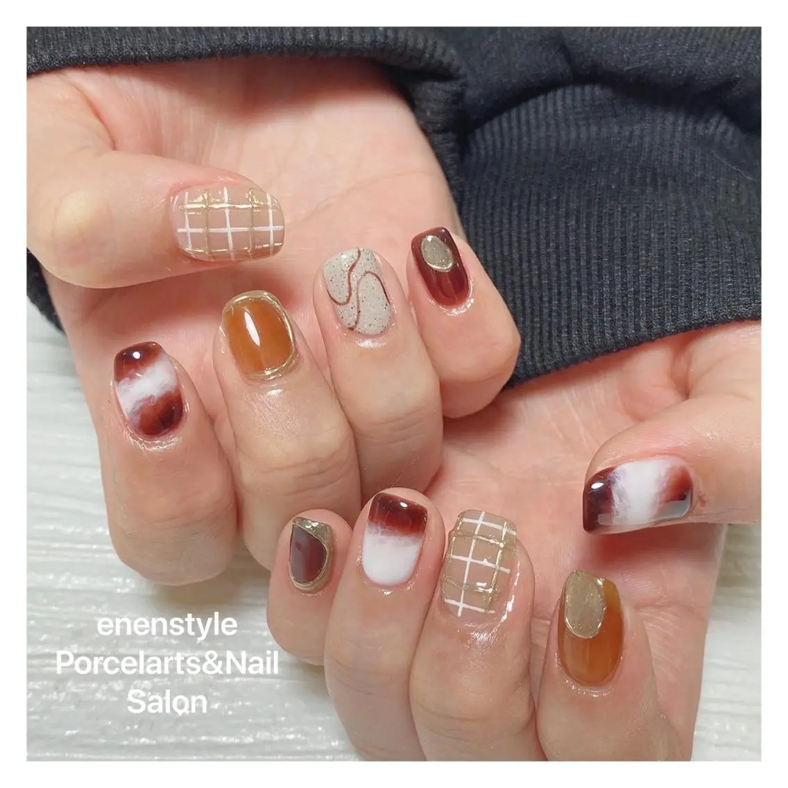 ミディアム ネイル 🐾enen style 🐾のネイルデザイン