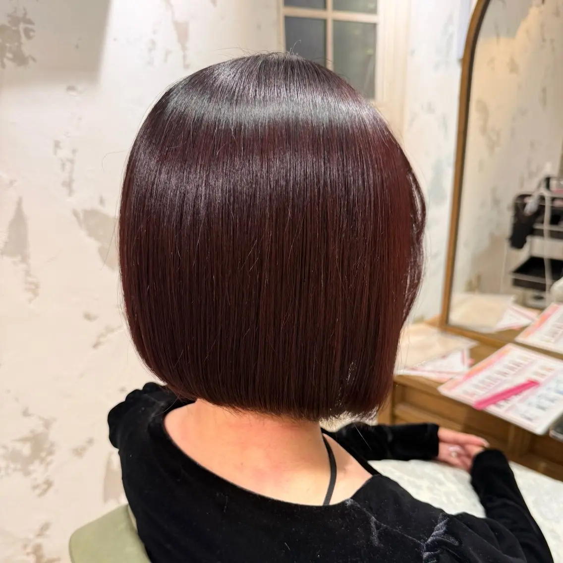 ショート カラー カシス ピンクカラー ボブ 似合わせカット カット ヘアカラー トリートメント 似合わせボブ🎀🫧 千葉 優希のヘアスタイル