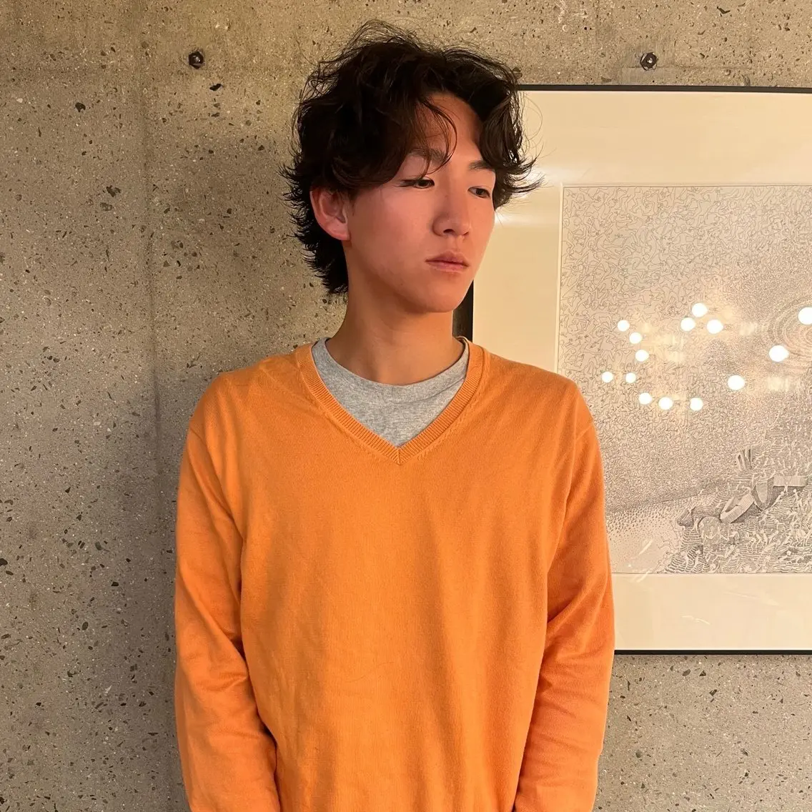 ミディアム パーマ メンズ カット パーマ 永井駿祐【平尾 薬院】メンズカットのヘアスタイル