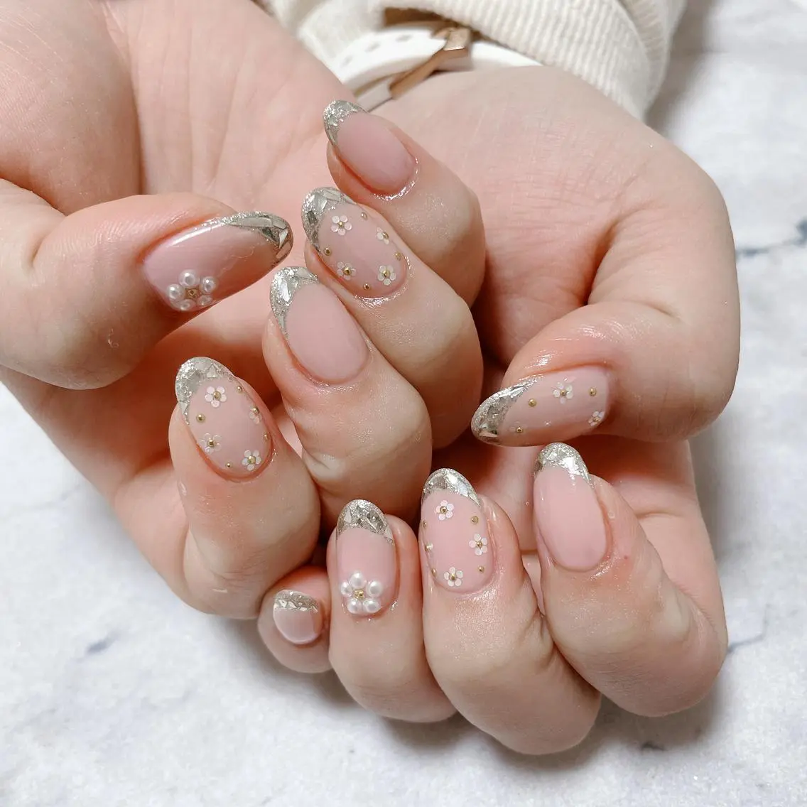 ネイル フレンチネイル ガラスフレンチ Jeremy ♡ HARUKAのネイルデザイン