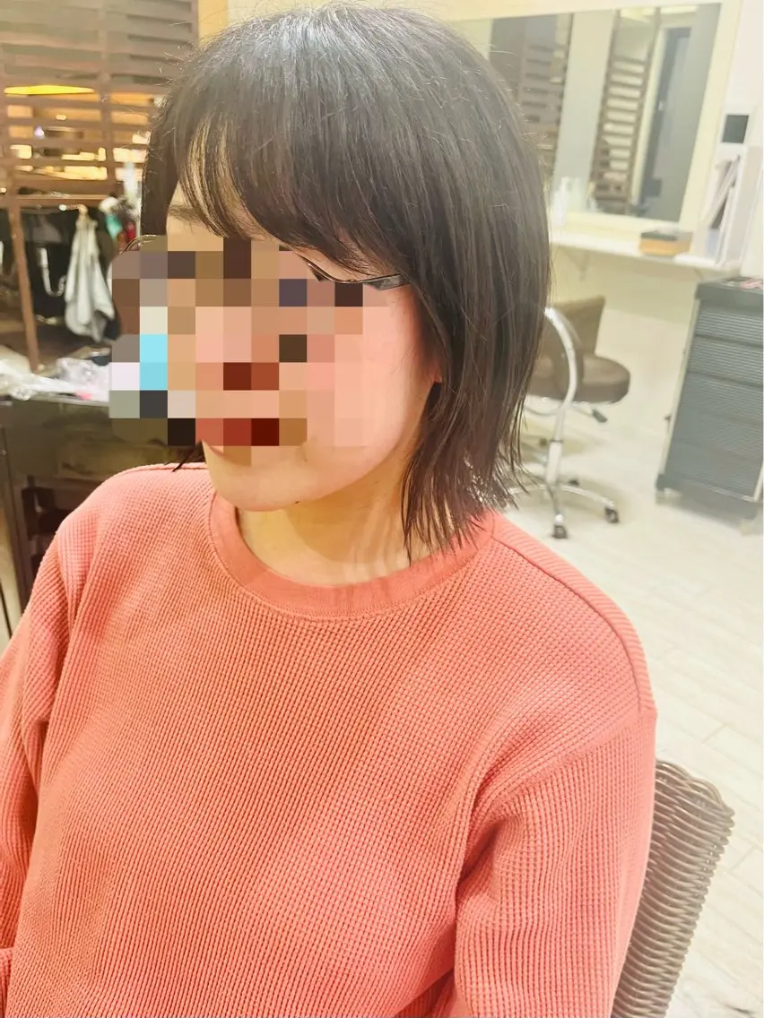 ミディアム 縮毛矯正 カット ママ美容師 ＊ヒマワリのヘアスタイル