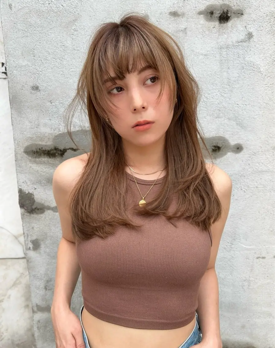 ロング カラー カット ヘアカラー トリートメント 吉ヶ別符 亮祐のヘアスタイル