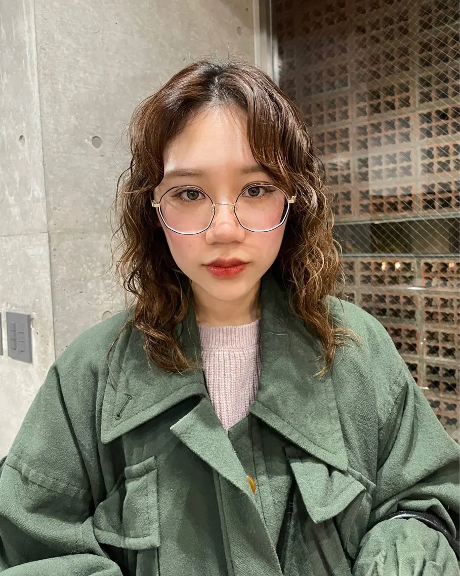 ミディアム カラー パーマ カット パーマ 表参道🌿赤み消し カラー/チナツのヘアスタイル