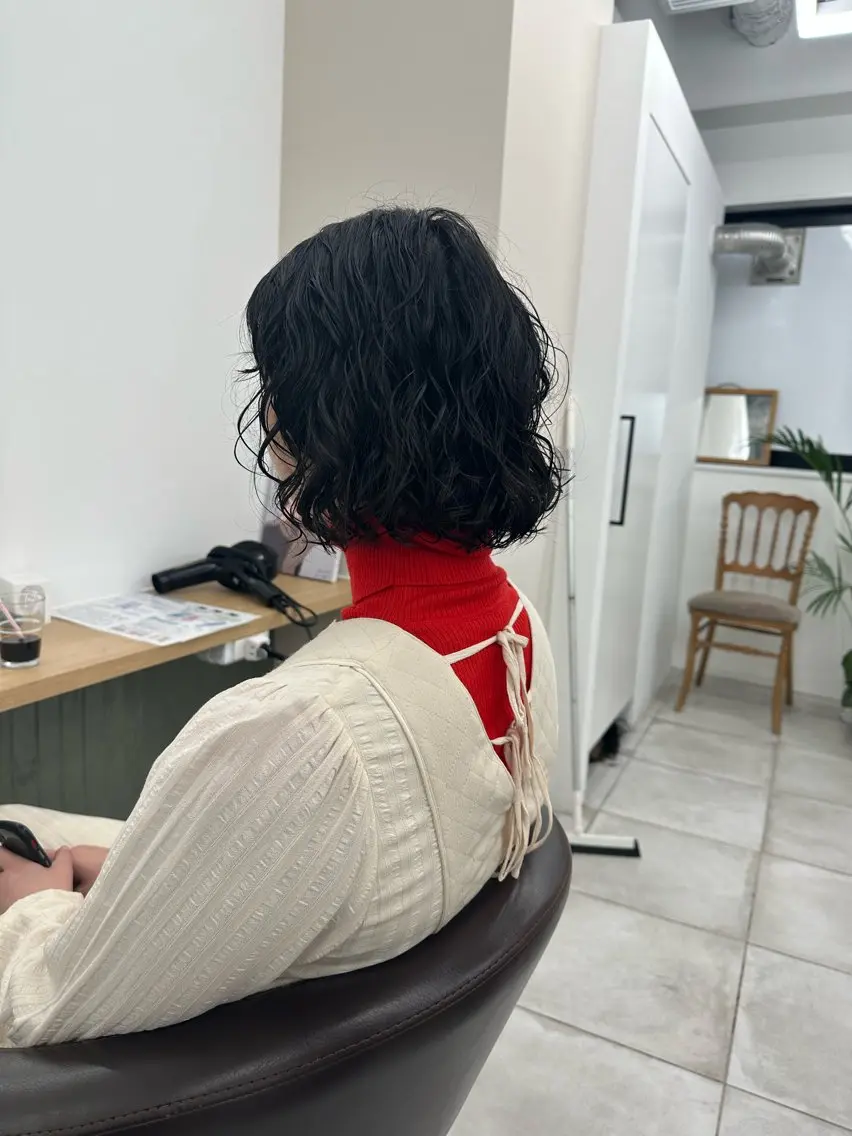 ミディアム カラー キッズ カット パーマ トリートメント オトナヘア🌸 harukaのヘアスタイル