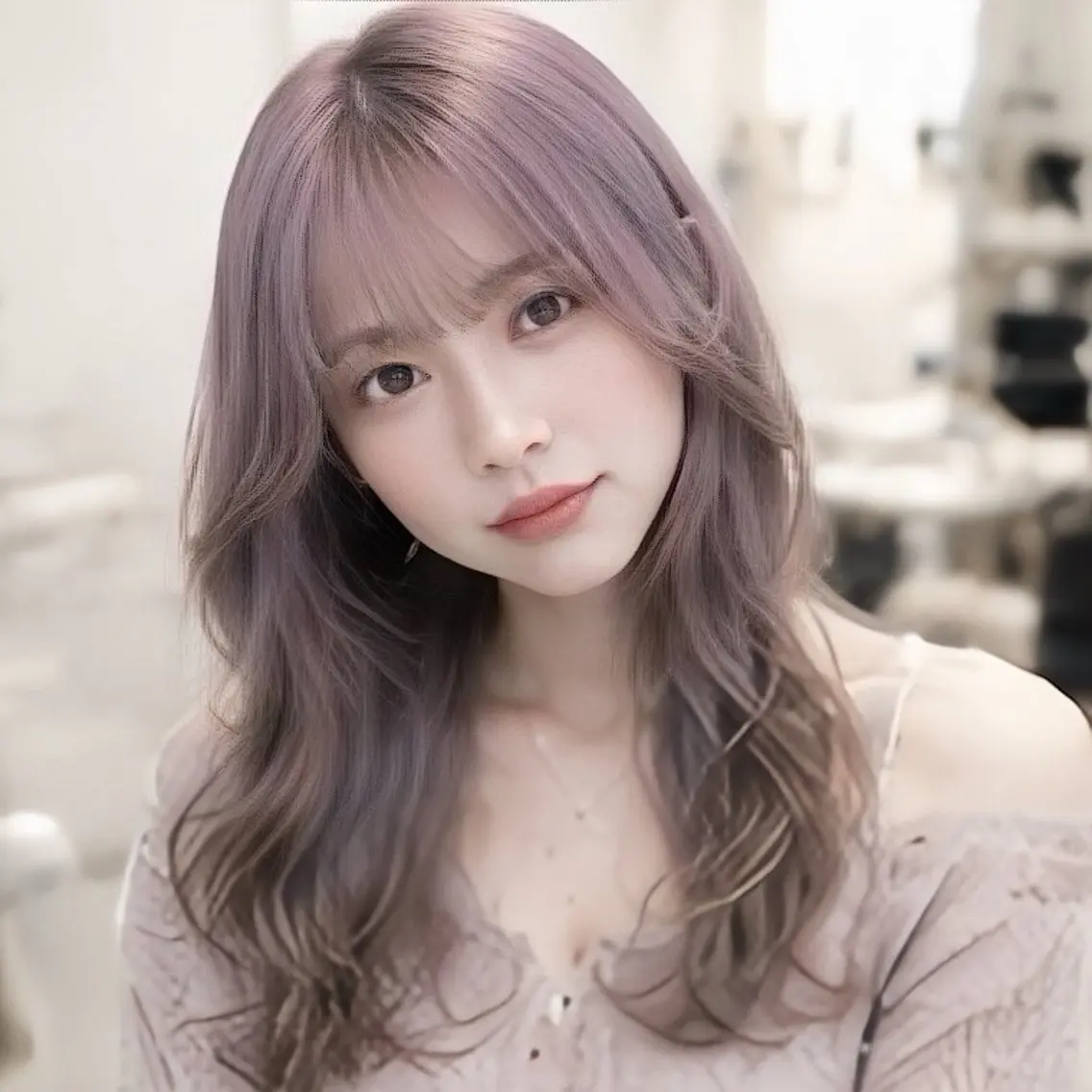 ロング カラー レイヤー/顔まわり /縮毛矯正/おばかんのヘアスタイル