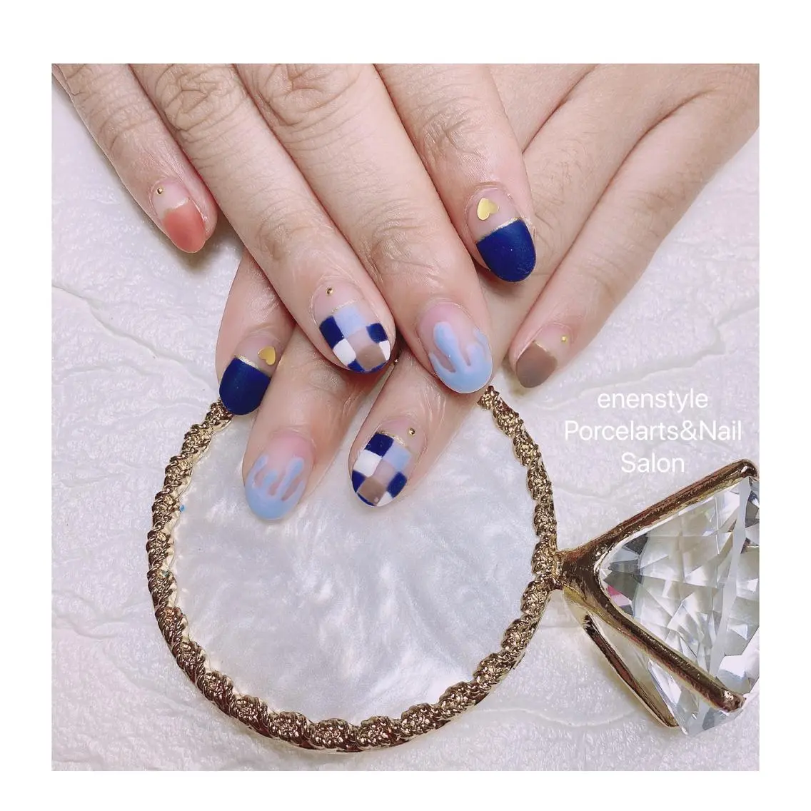 ミディアム ネイル ハンドネイル 🐾enen style 🐾のネイルデザイン