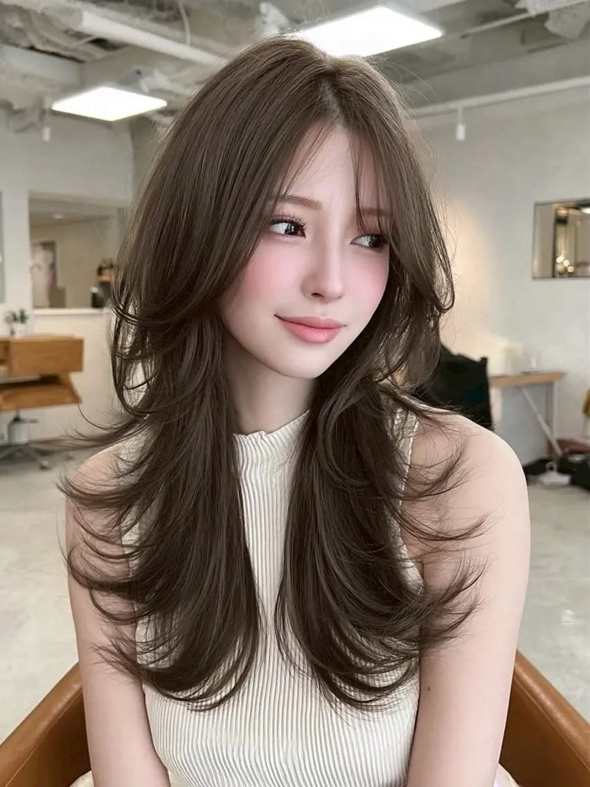 ロング カラー カット ヘアカラー トリートメント ✂️垢抜け/トレンド レイヤー/韓国/IRのヘアスタイル