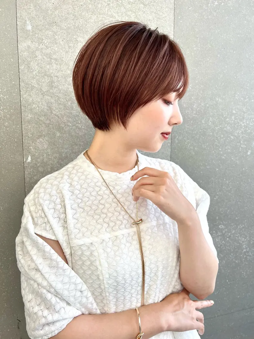 ショート レッドブラウン ショートヘア カット ヘアカラー 透明感カラー 中嶋 将城のヘアスタイル
