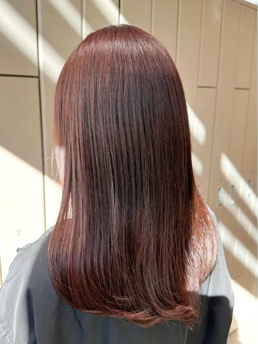 セミロング レッドブラウン 髪質改善 Unami/新宿 TSUKIのヘアスタイル